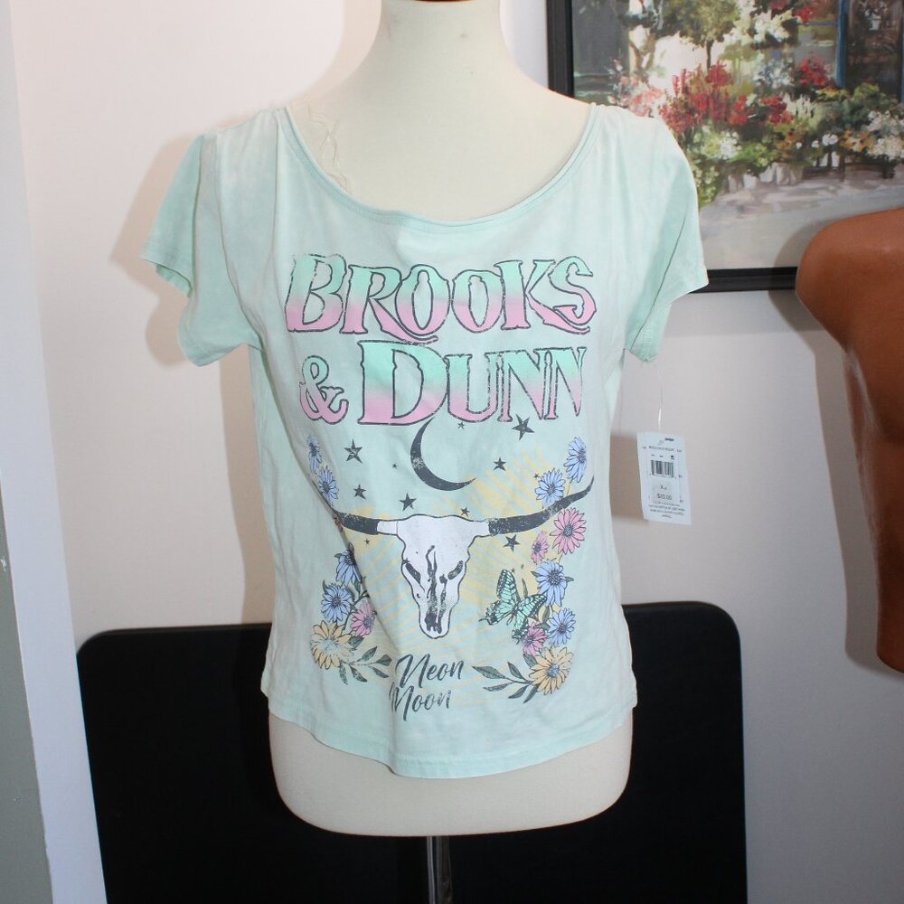 Brooks & Dunn Juniors XS Crop Top Shirt - Mint Green - Country Band Music - NWT